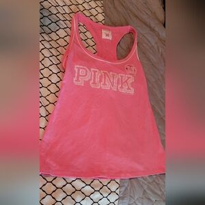 VERY RARE 2 Victoria's Secret Pink & GRAY Tank Tops 1986 On Back PINK MEDIUM